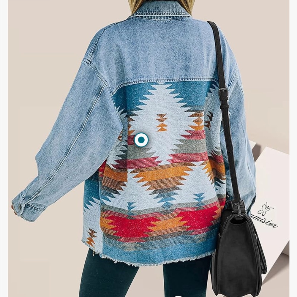 Aztec Jean jacket mixed media - Picture 3 of 6